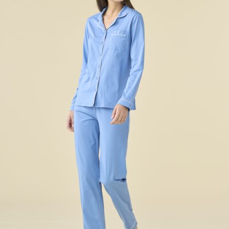 PIGIAMA DONNA COTONE AZZURRO M